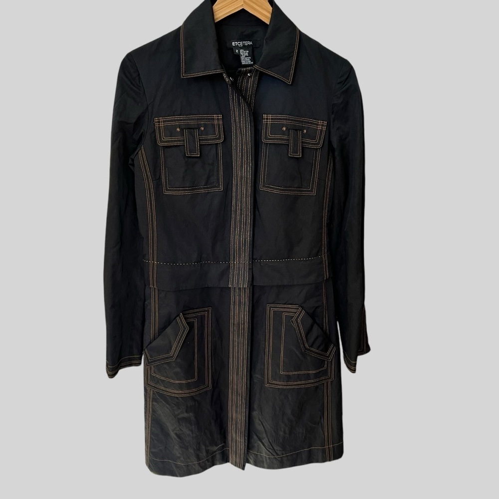 Etcetera black 2 in 1 Long and short length trench Style.